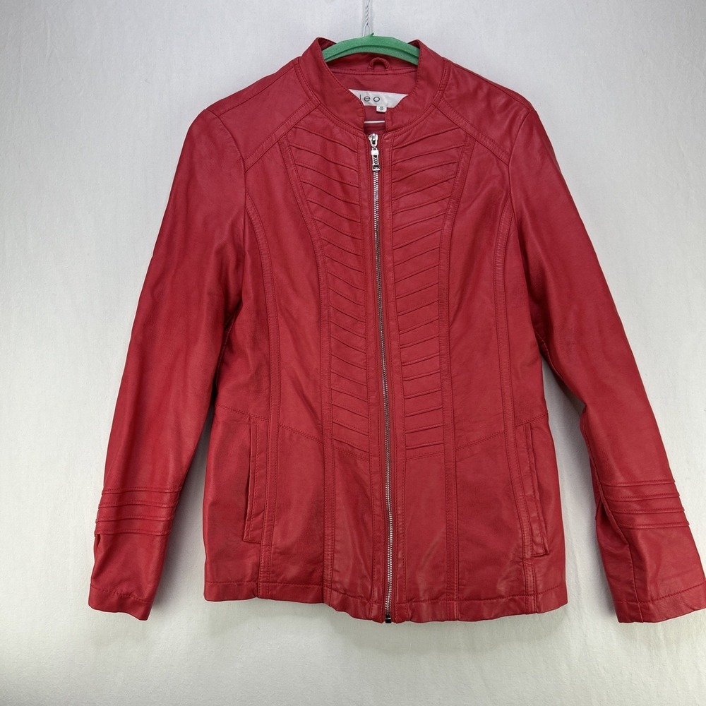 Cleo Faux Leather Jacket Women's XS Red